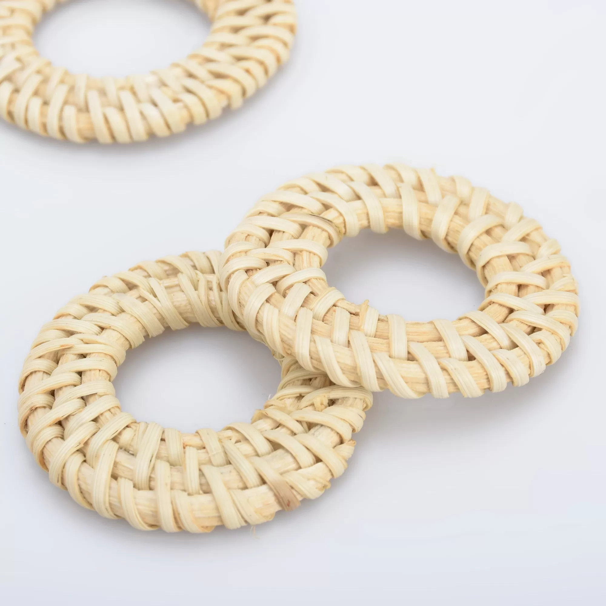 Natural Rattan Wood Earring Hoops Geometric shape Wooden Charms Handwoven diy Wooden Straw Earring 2pcs 102828