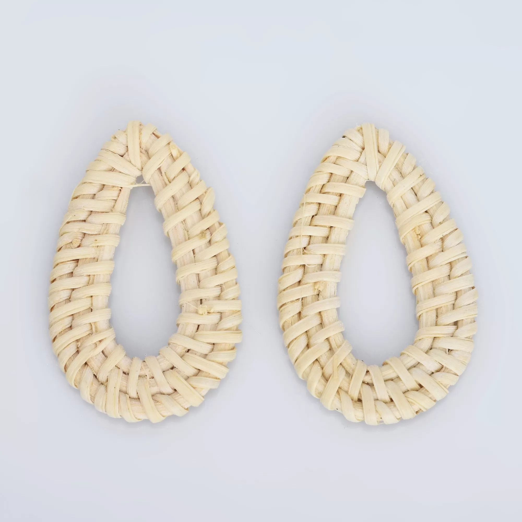 Natural Rattan Wood Earring Hoops Geometric shape Wooden Charms Handwoven diy Wooden Straw Earring 2pcs 102828