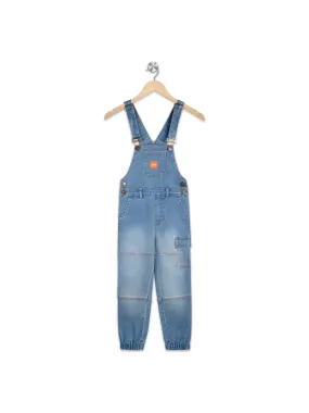 Naughty Dungaree® Boys Full Length Light Blue Denim Dungaree with Elastic Bottom Hem