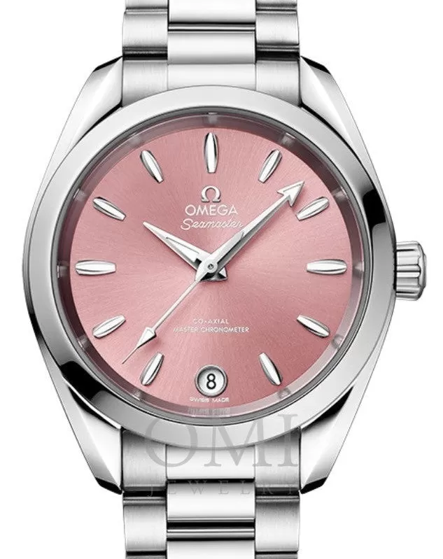 OMEGA SEAMASTER AQUA TERRA 150M CO-AXIAL MASTER CHRONOMETER 34MM STAINLESS STEEL PINK INDEX DIAL 220.10.34.20.10.003 WITH STEEL BRACELET