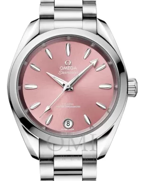 OMEGA SEAMASTER AQUA TERRA 150M CO-AXIAL MASTER CHRONOMETER 34MM STAINLESS STEEL PINK INDEX DIAL 220.10.34.20.10.003 WITH STEEL BRACELET