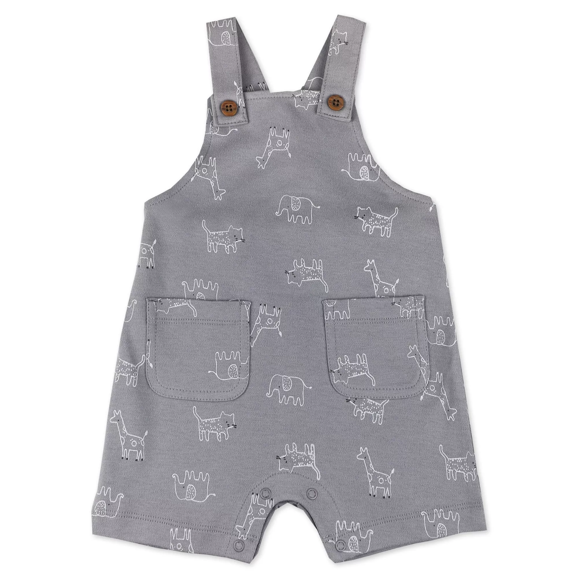 Organic Cotton 2-Piece Shortall Set in Safari Pals Print