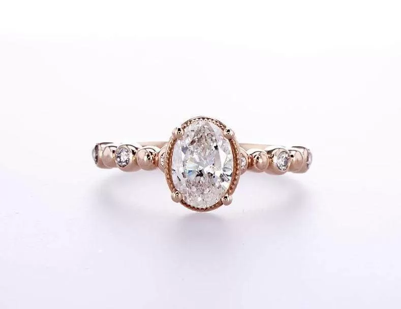 Oval Cut Milgrain Head Engagement Ring (1.15Ctw)