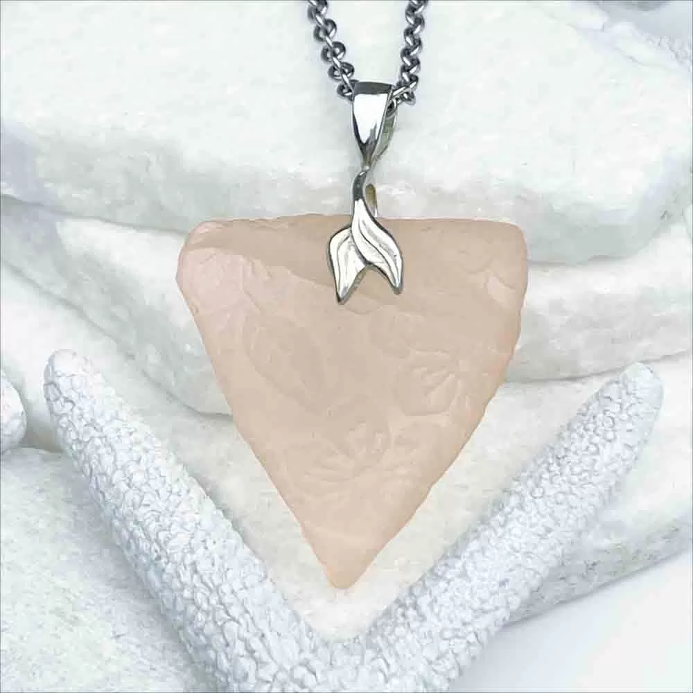 Paradise Pink Patterned Sea Glass Mermaid Pendant | #5202