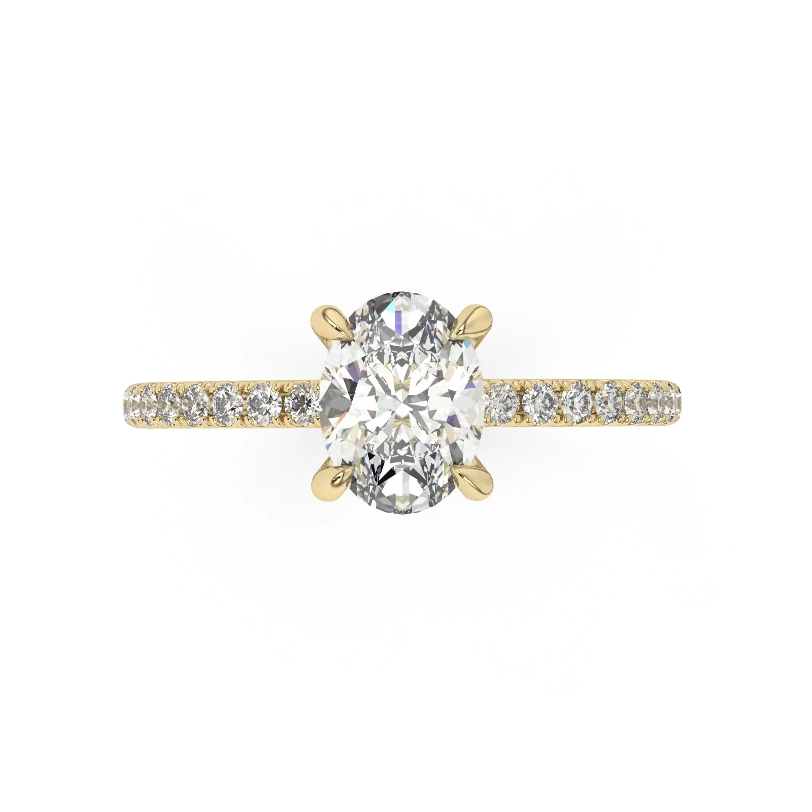 Partial Pave Hidden Halo Oval Cut Engagement Ring