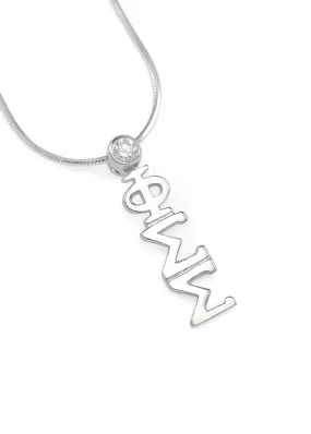 Phi Sigma Sigma Sterling Silver Lavaliere with clear crystal