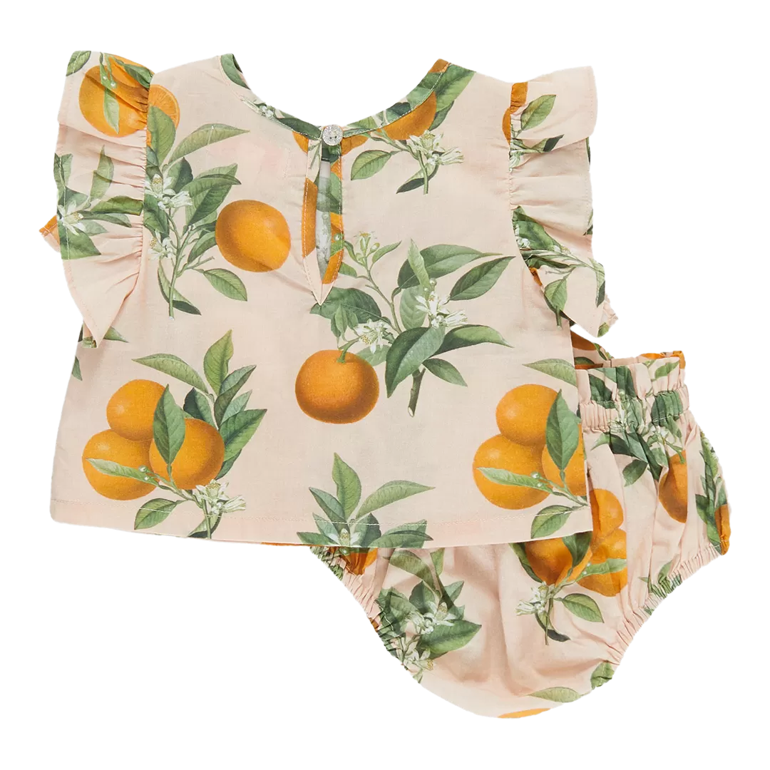 Pink Chicken Baby Girls Abigail 2-Piece Set - Pink Botanicals Oranges