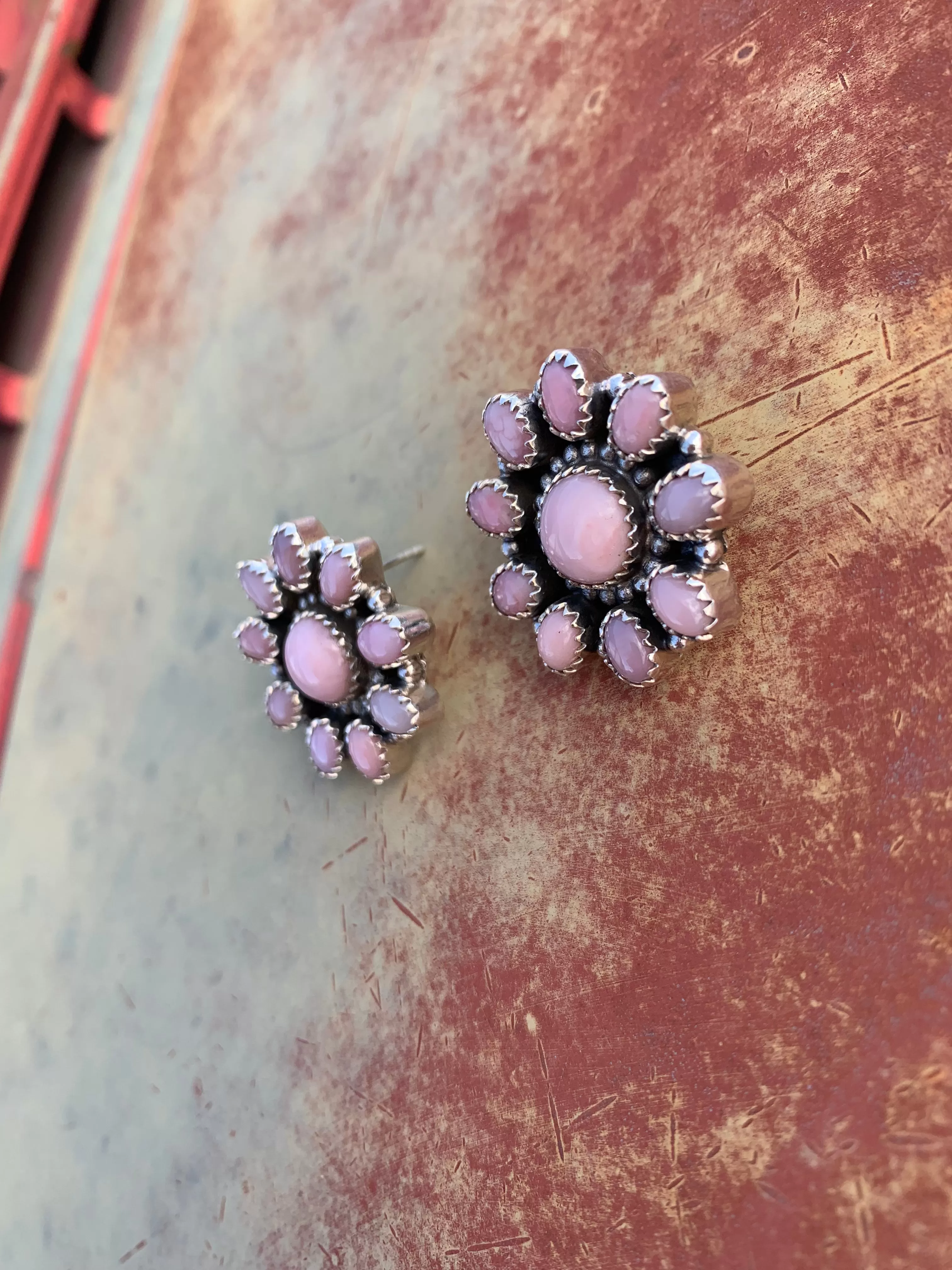 Pink Opal Cluster Post earrings