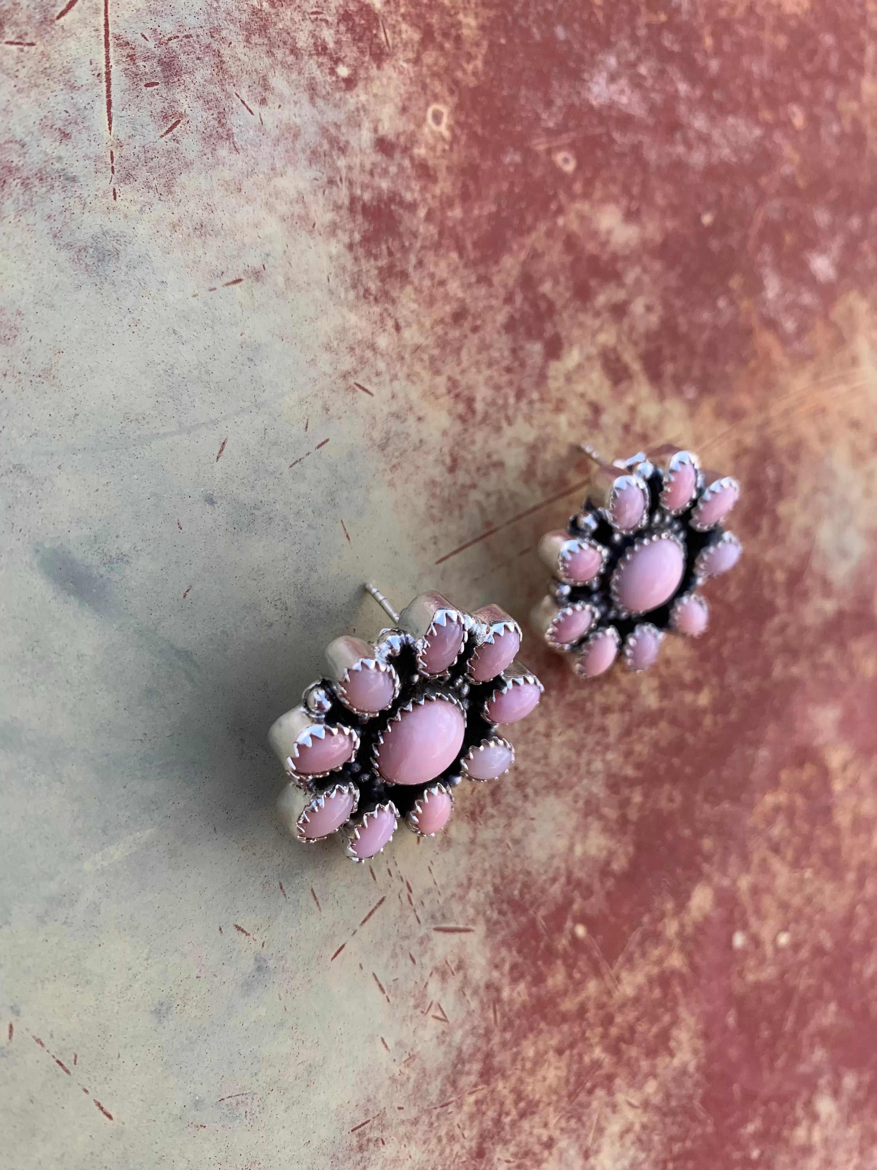 Pink Opal Cluster Post earrings