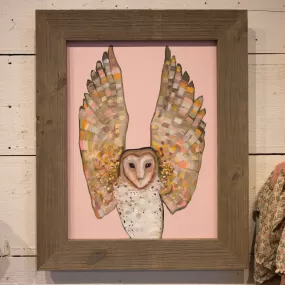 Pink Owl Framed Art 24x30