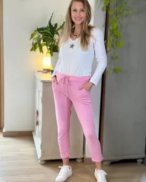 Plain Cotton Joggers - Bubblegum Pink