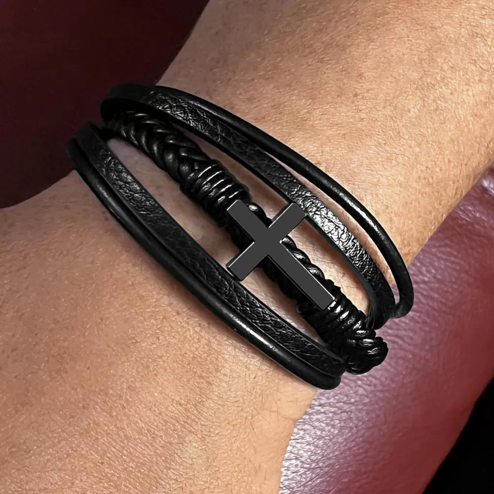 Proudest Moment for Me, To My Son Gift, Men's Cross Bracelet