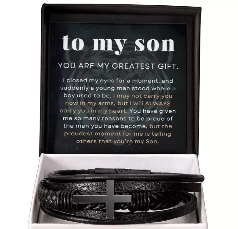 Proudest Moment for Me, To My Son Gift, Men's Cross Bracelet