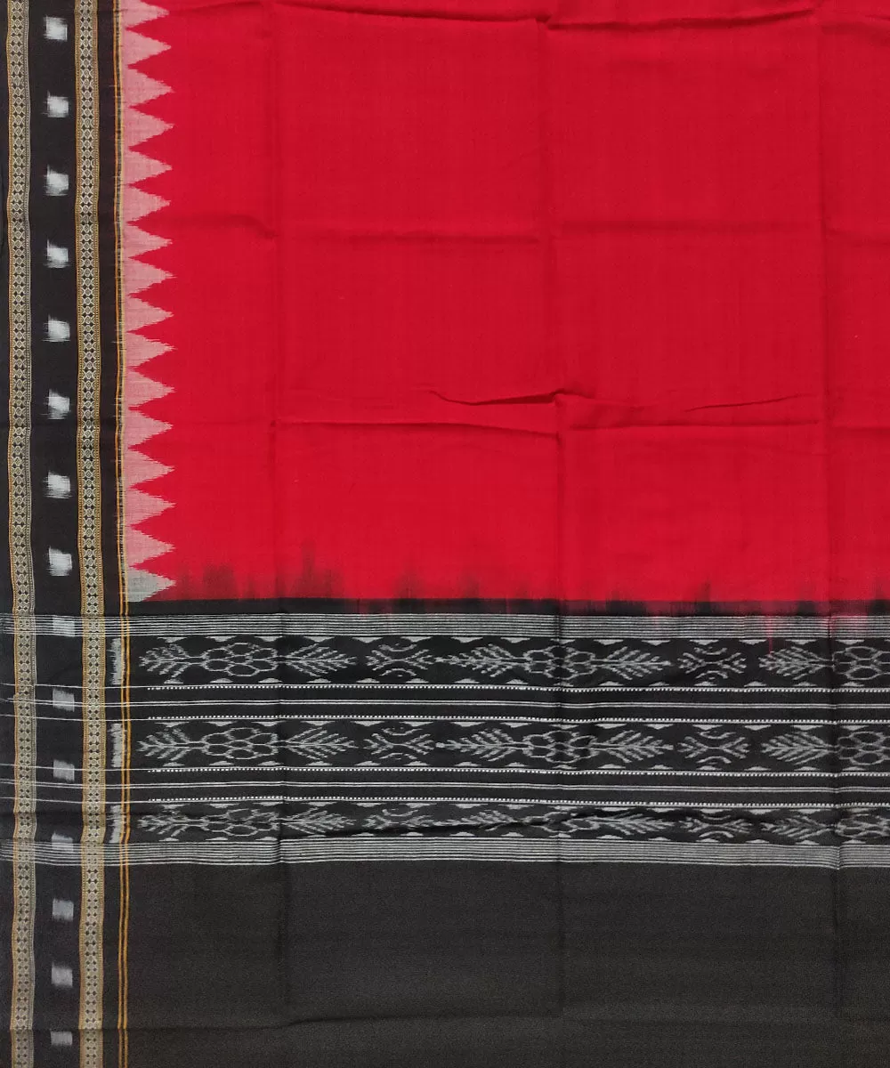 Red black cotton handwoven sambalpuri dupatta