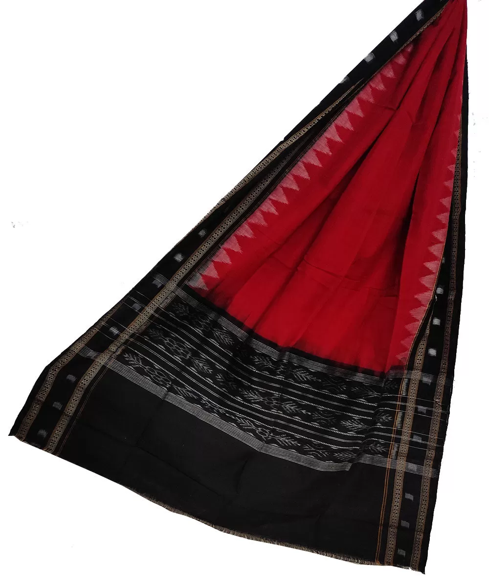 Red black cotton handwoven sambalpuri dupatta