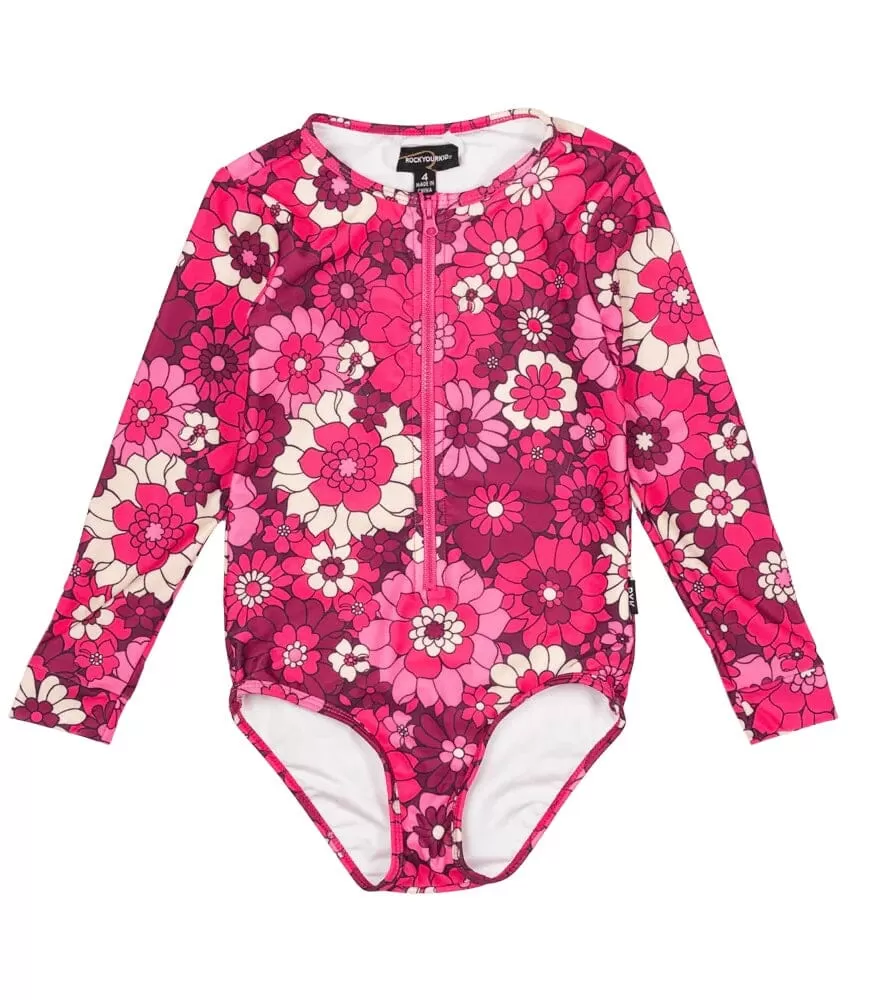 Rock Your Kid - ALOHA FUCHSIA RASHIE ONE-PIECE