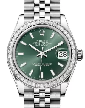 Rolex Datejust 278384RBR 31mm Stainless Steel Watch With Jubilee Bracelet and Diamond Bezel