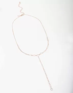 Rose Gold Diamante Lariat Necklace