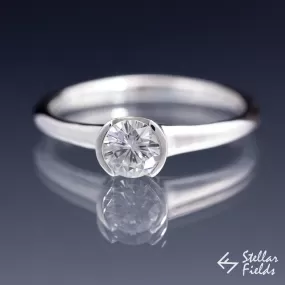 Round Diamond Semi Bezel Solitaire Engagement Ring