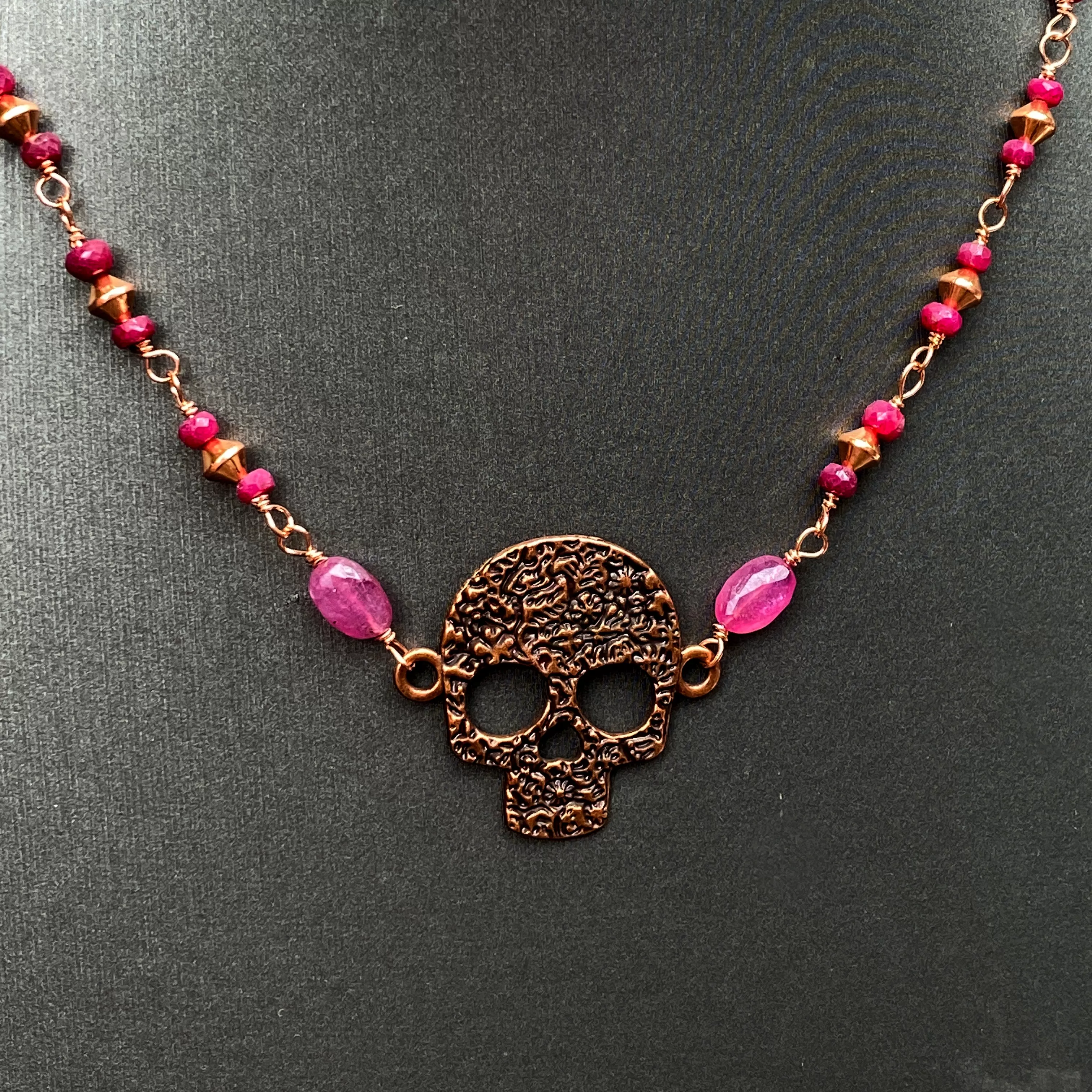 Ruby and Skull Necklace