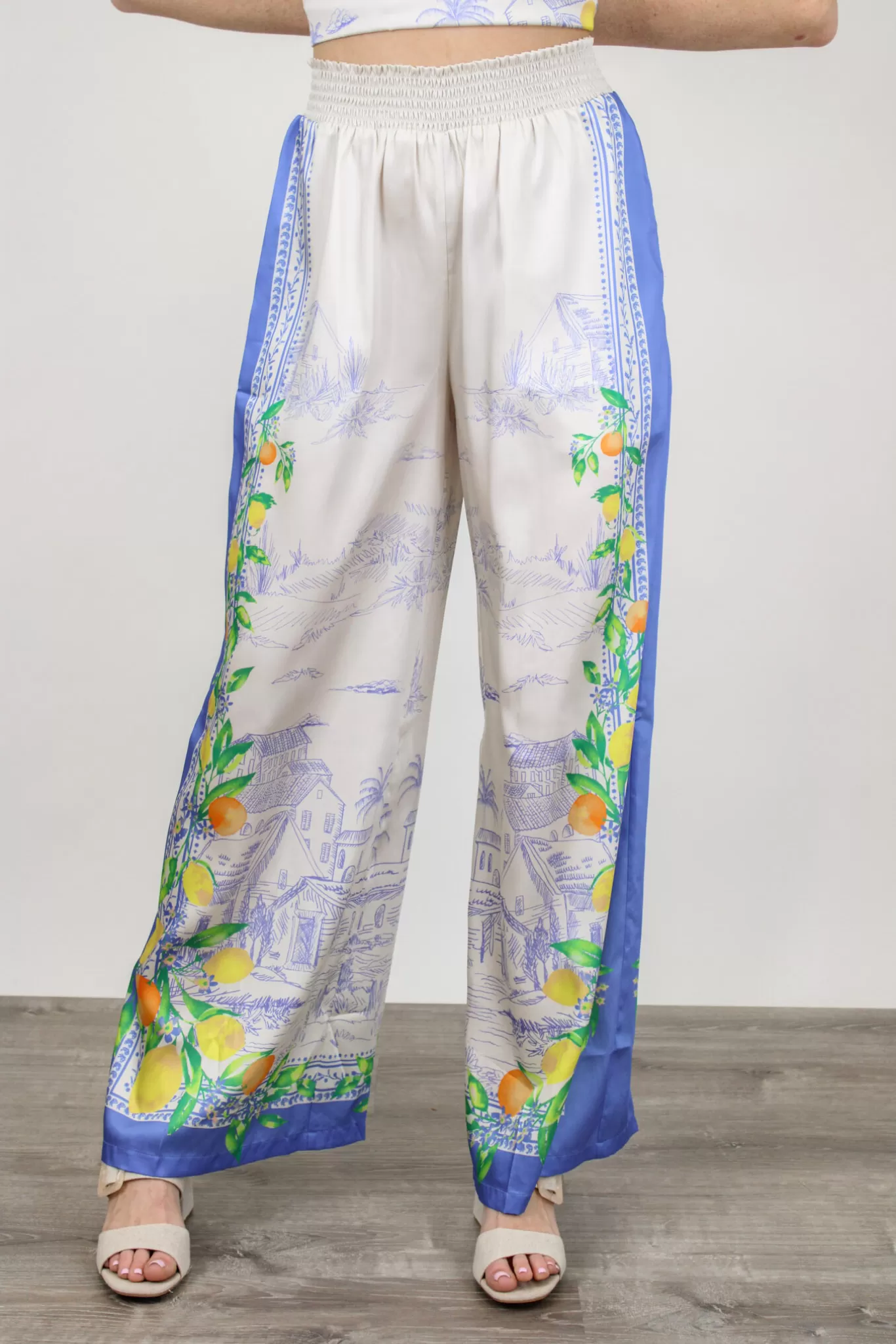 Santorini Skies Satin Pants