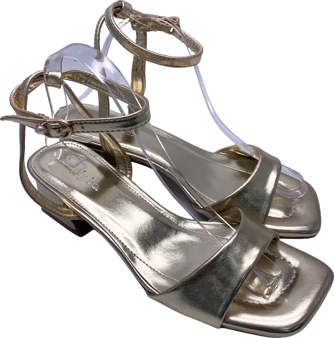 SimplyBe Metallic Barely There Low Block Heel Sandals UK 7 EU 40 👠