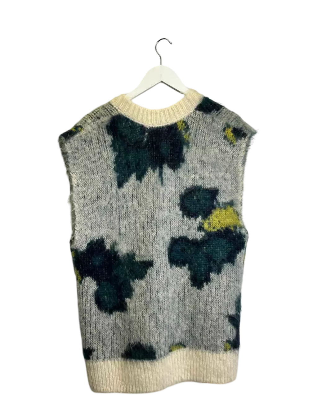 Size M - COS White and Green Abstract Mohair Oversized Vest