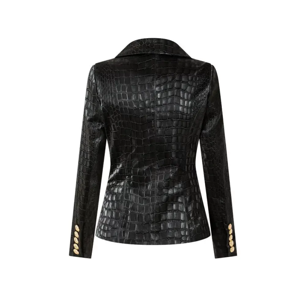 Sleek Crocodile Leather Coat: Slim-Fit Elegance