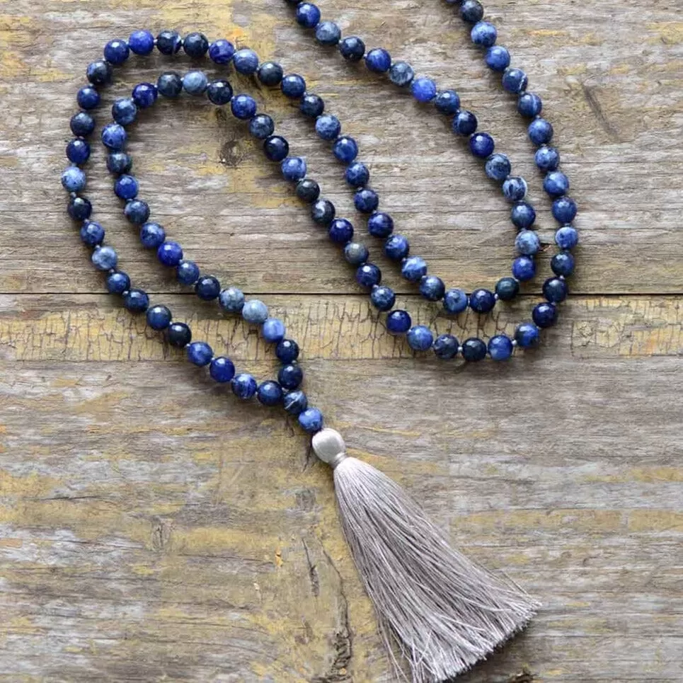 Sodalite Soft Tassel Meditation Necklace