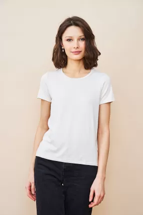 Soft Touch Short Sleeve Semi Relaxed Crewneck in Cream