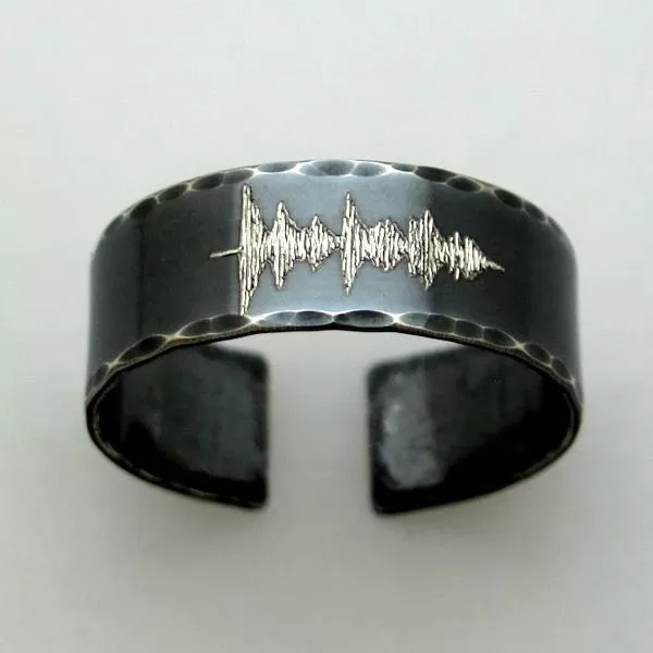 SoundWave Custom Engraved Black Ring