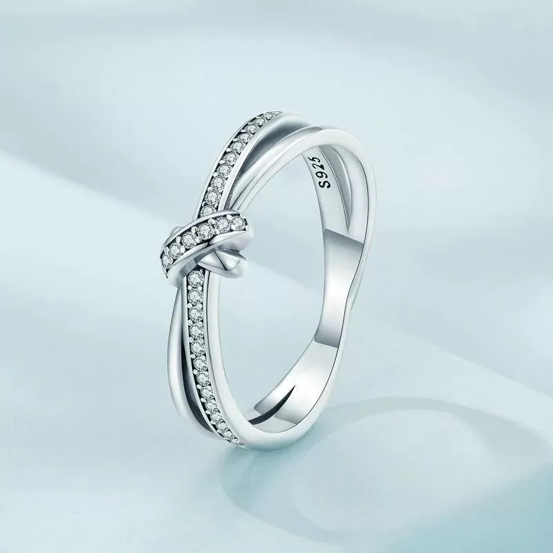 Sterling Silver Double Layer Knot Ring For Women