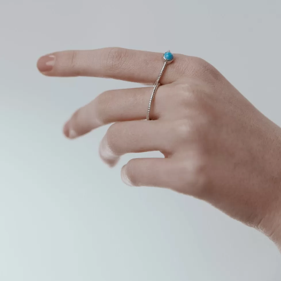 Superfine / Turquoise Rope Ring / Silver