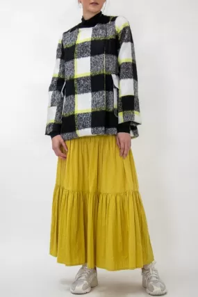 Teresa Cotton Tiered Chartreuse Maxi Skirt