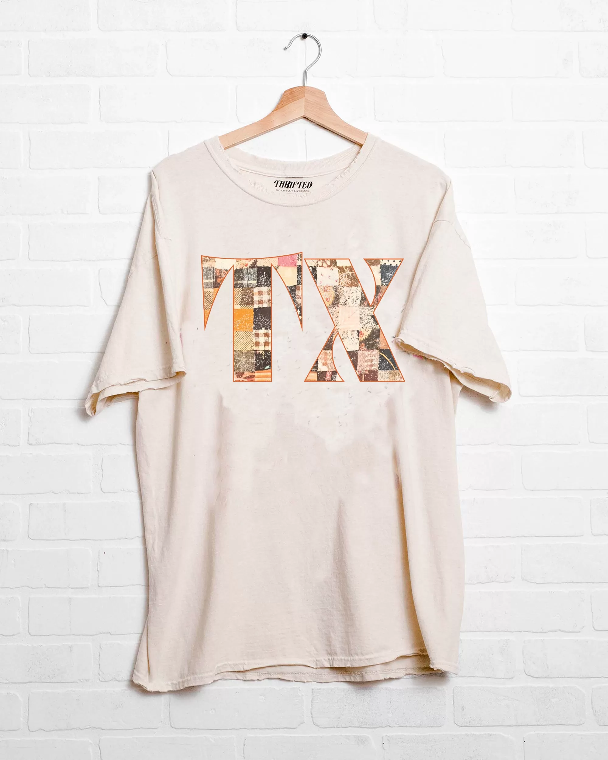 Texas Quilt Off White Thrifted Tee