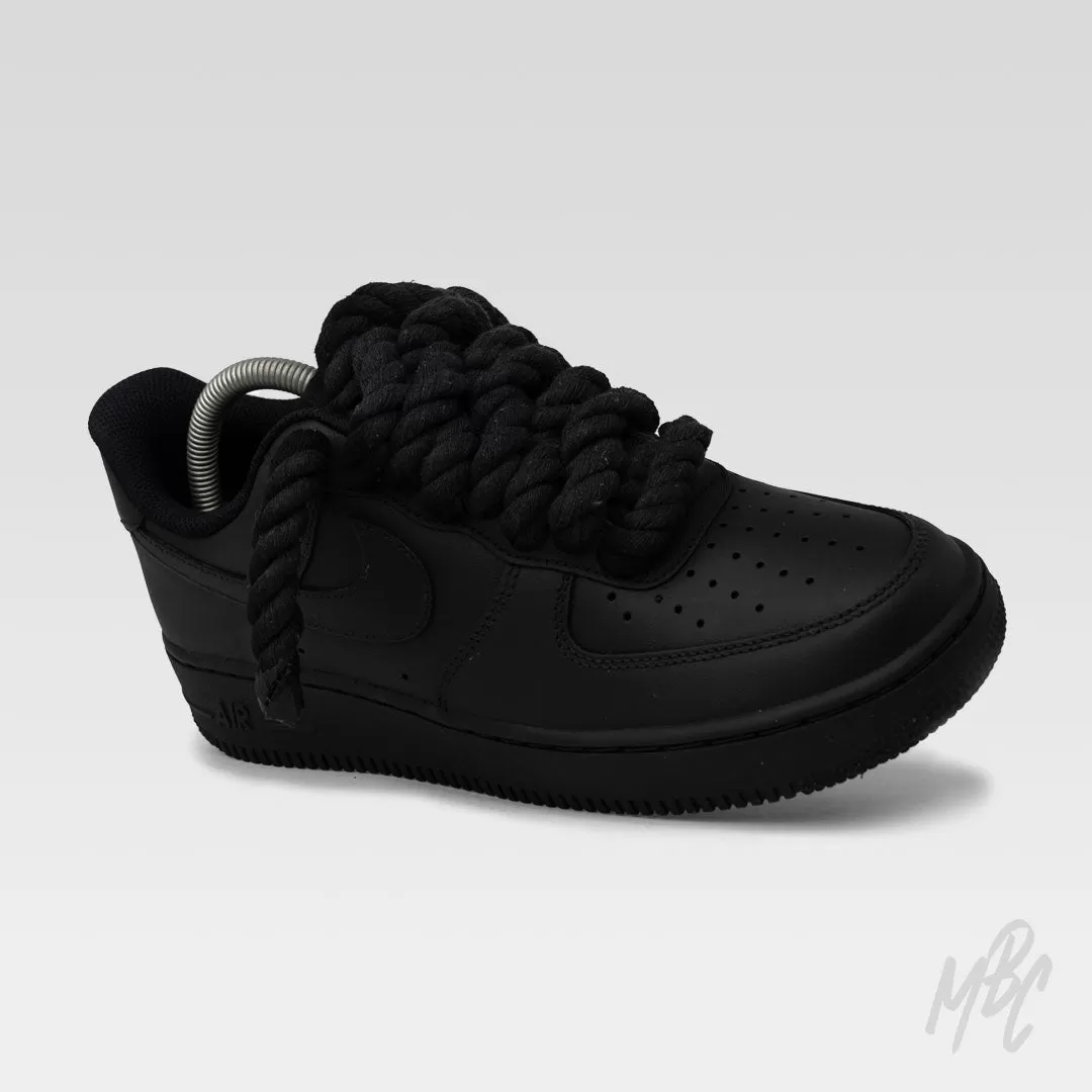 Thicc Laces - Matte Black Air Force 1 Custom