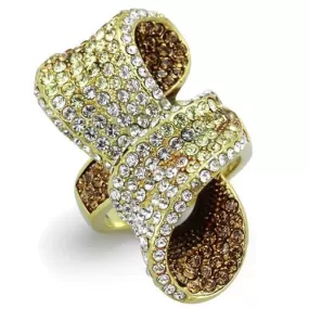 TK1635 IP Gold(Ion Plating) Stainless Steel Ring with Top Grade Crystal in Multi Color