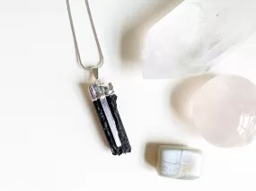 Tourmaline & Selenite Silver Dipped Pendant Necklace