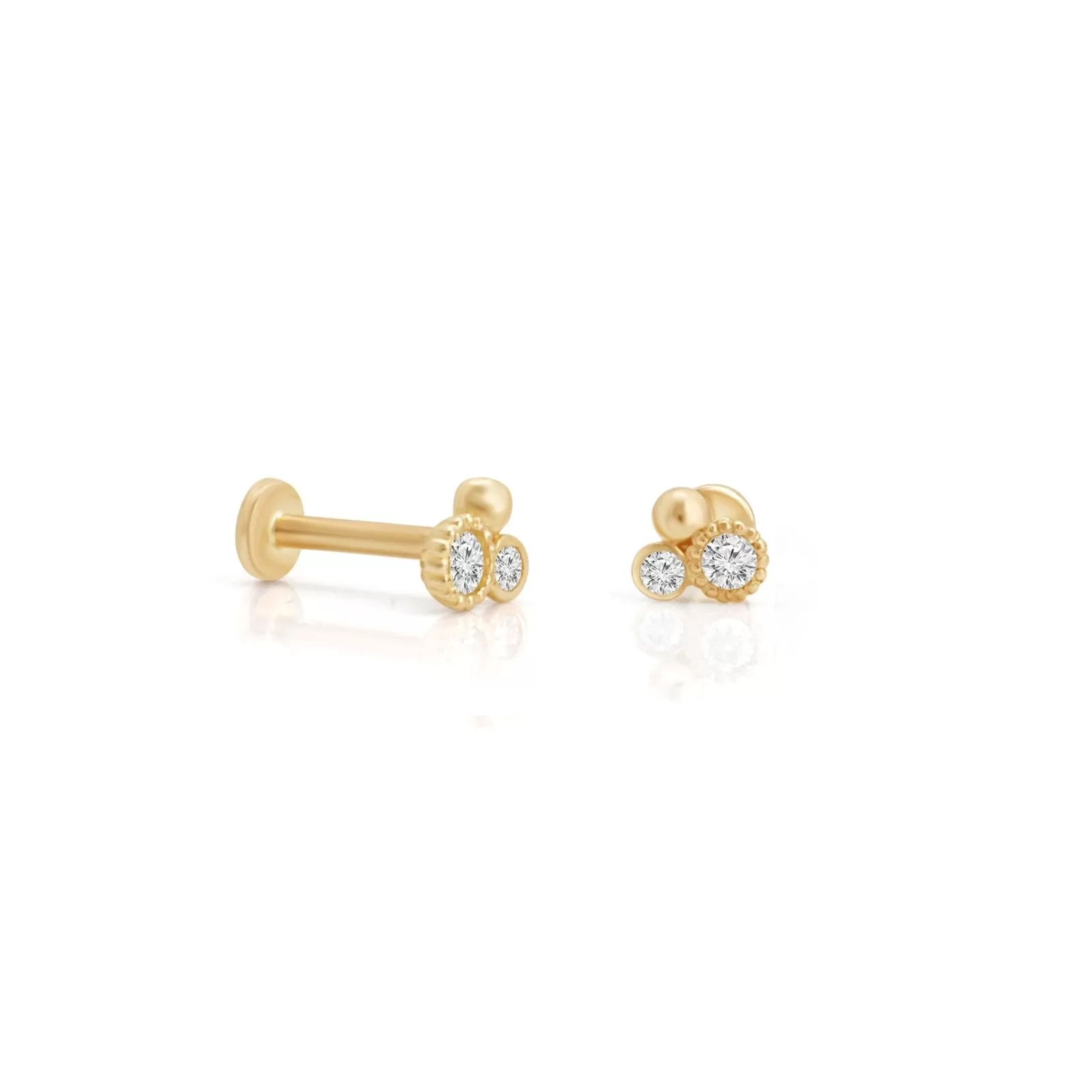 Triple Diamond Cluster Flat Back Stud