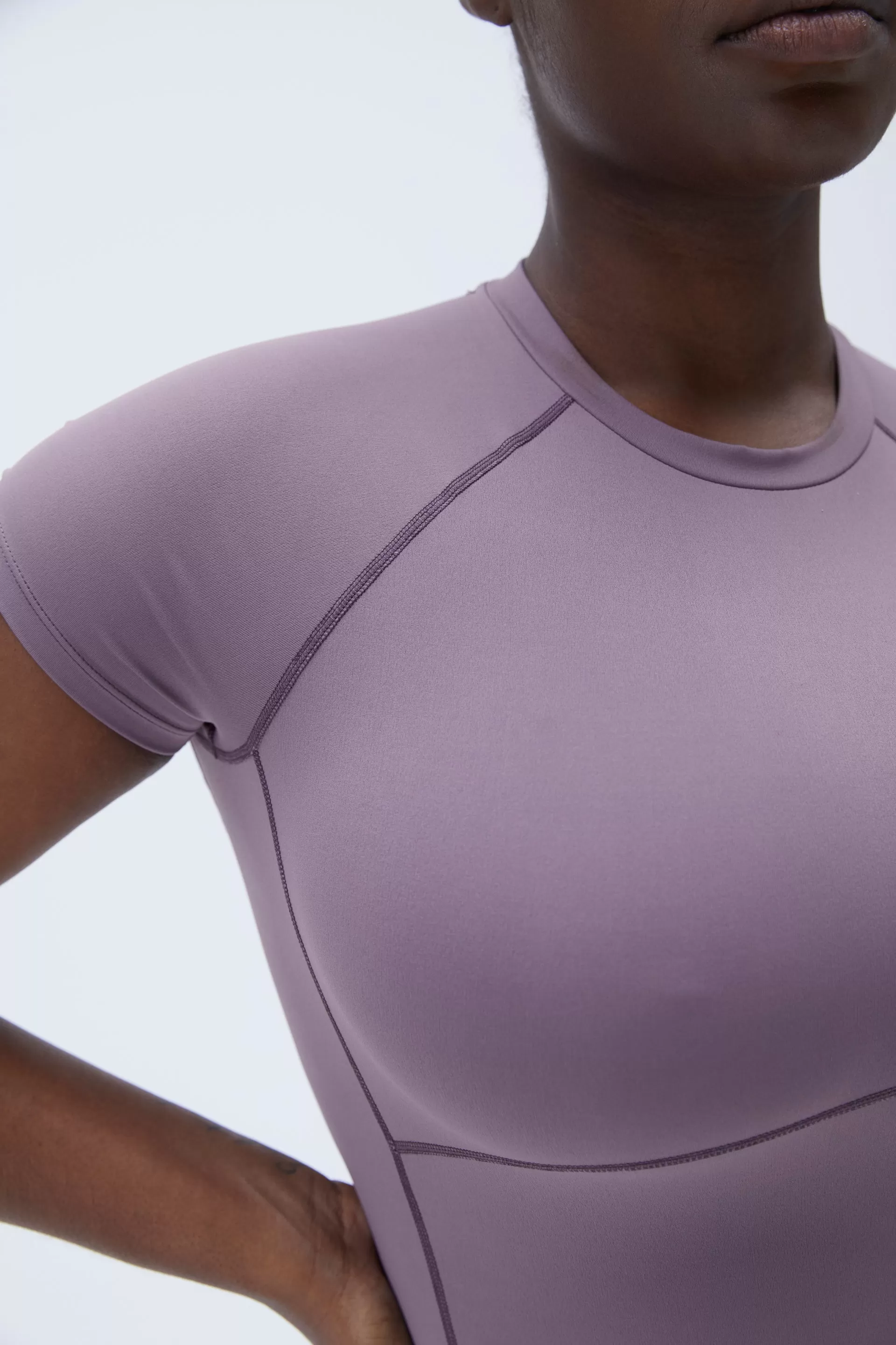 Ultimate Seam Detail Short Sleeve Top - Mauve Purple