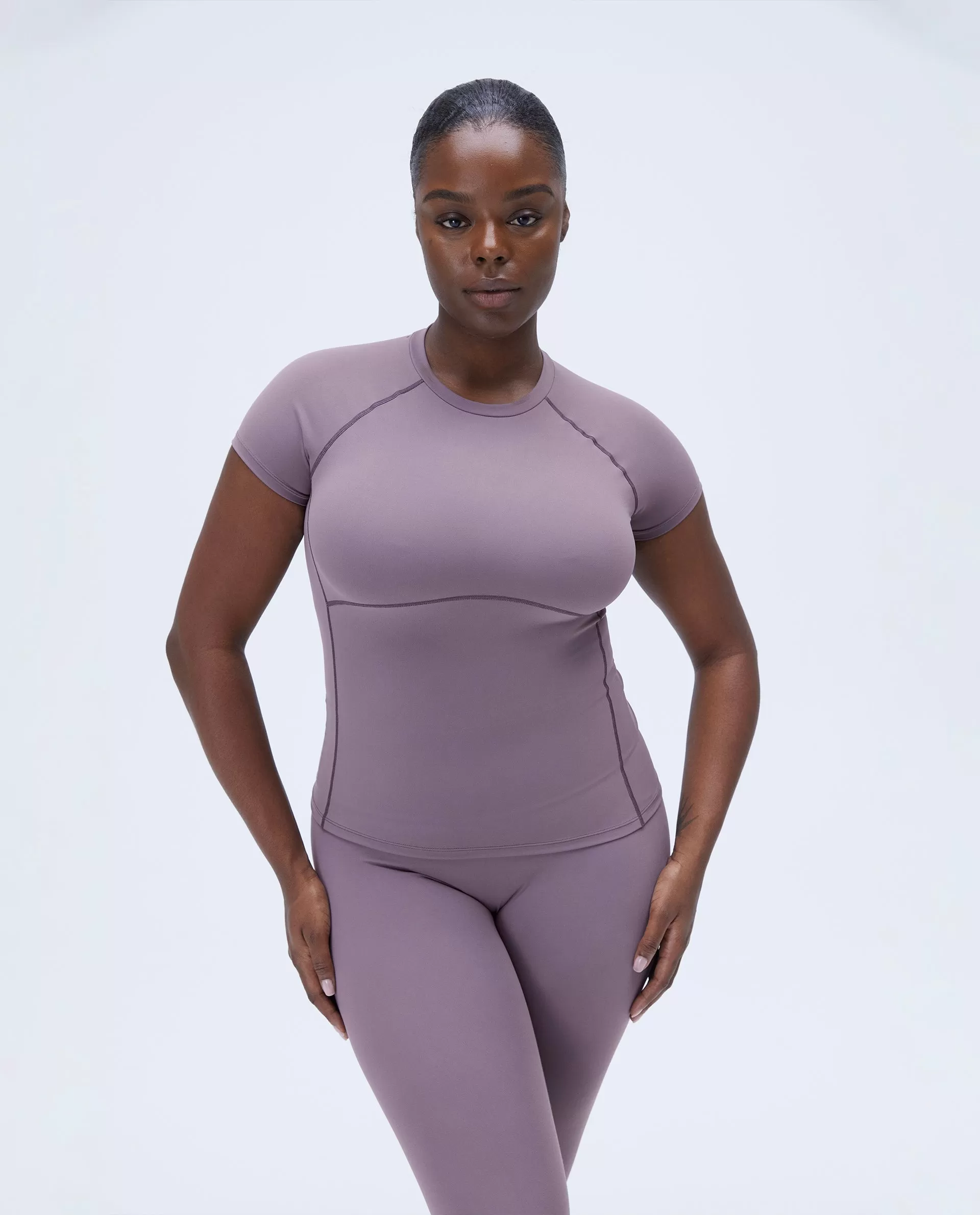 Ultimate Seam Detail Short Sleeve Top - Mauve Purple