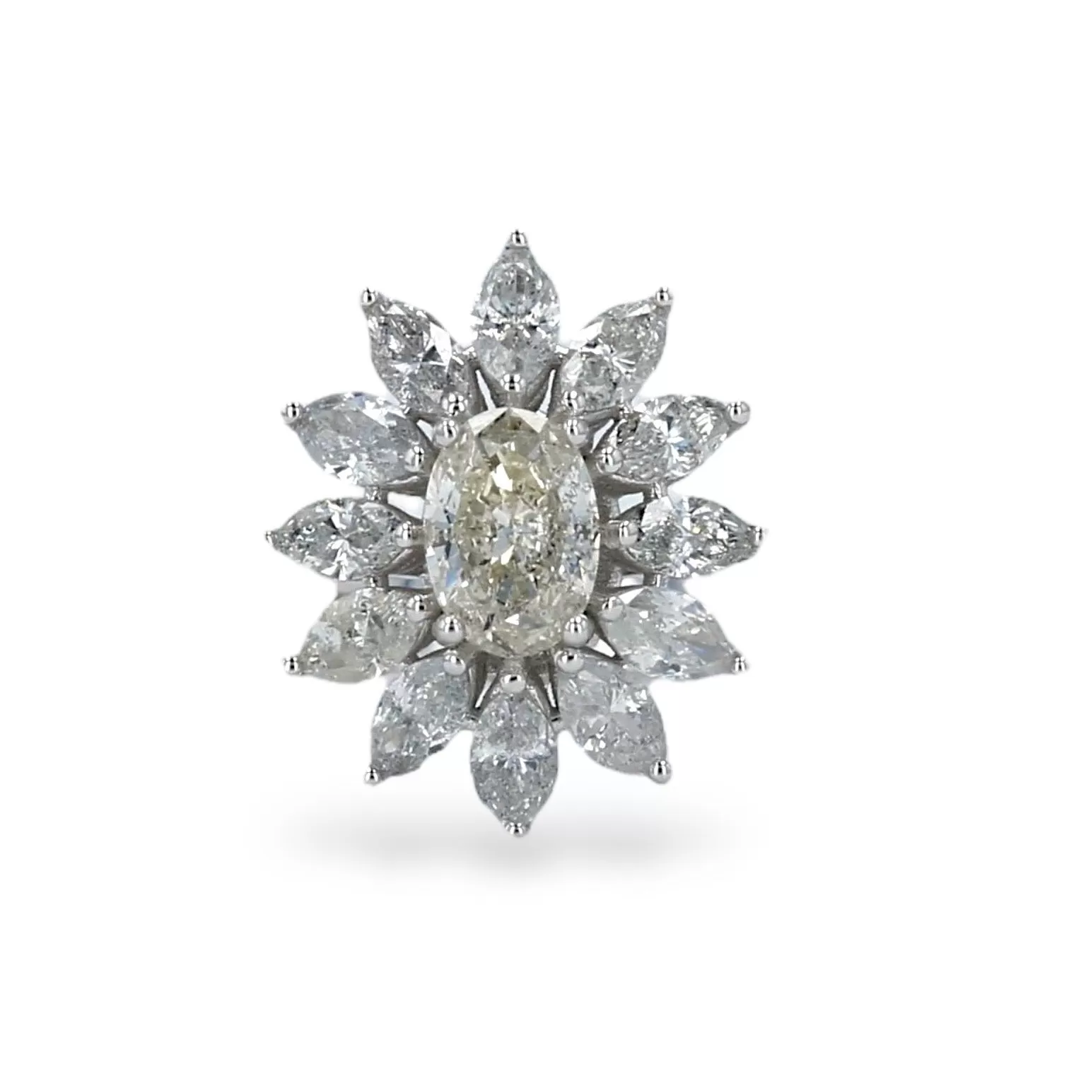 White 14k gold flower 1.58CT diamonds Ring