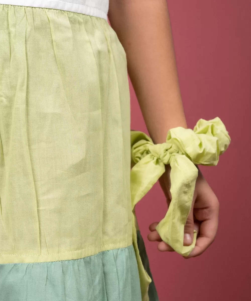 White green handwoven cotton sleeveless shirt