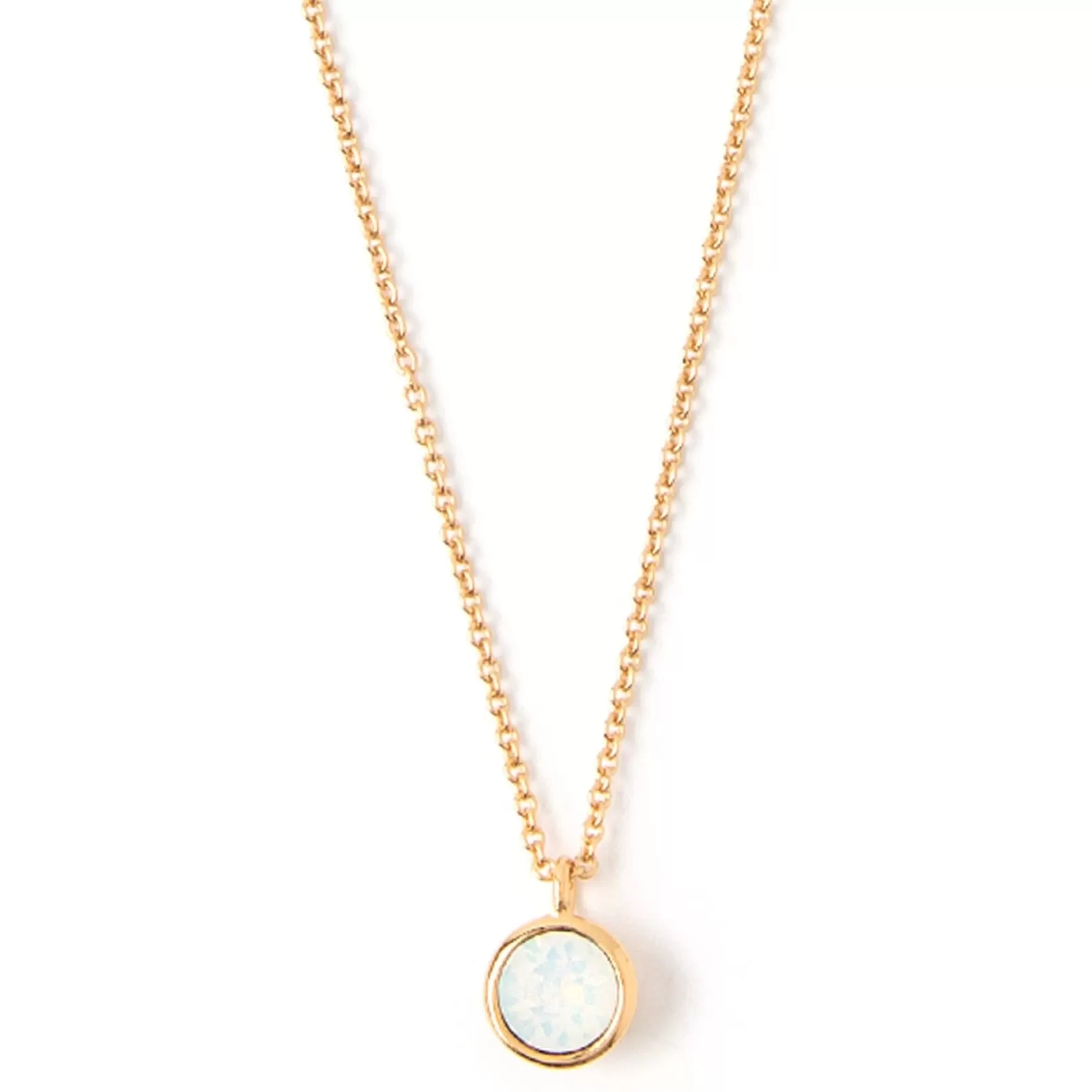 White Opal Necklace Made With Swarovski Crystals - Gold