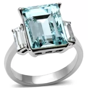 WildKlass Stainless Steel Ring High Polished Women Top Grade Crystal Sea Blue