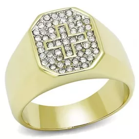 WildKlass Stainless Steel Ring Two-Tone IP Gold Men Top Grade Crystal Clear