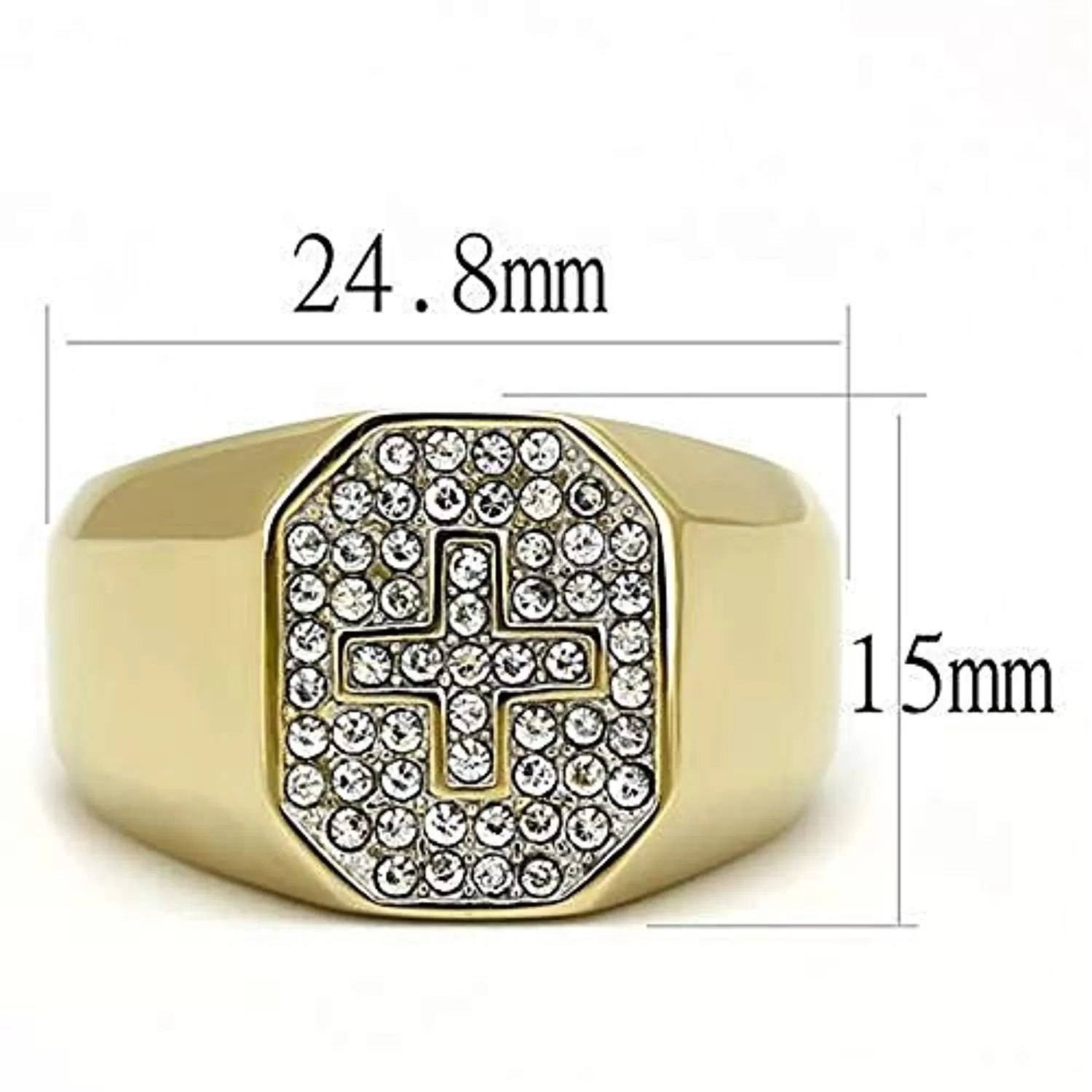 WildKlass Stainless Steel Ring Two-Tone IP Gold Men Top Grade Crystal Clear