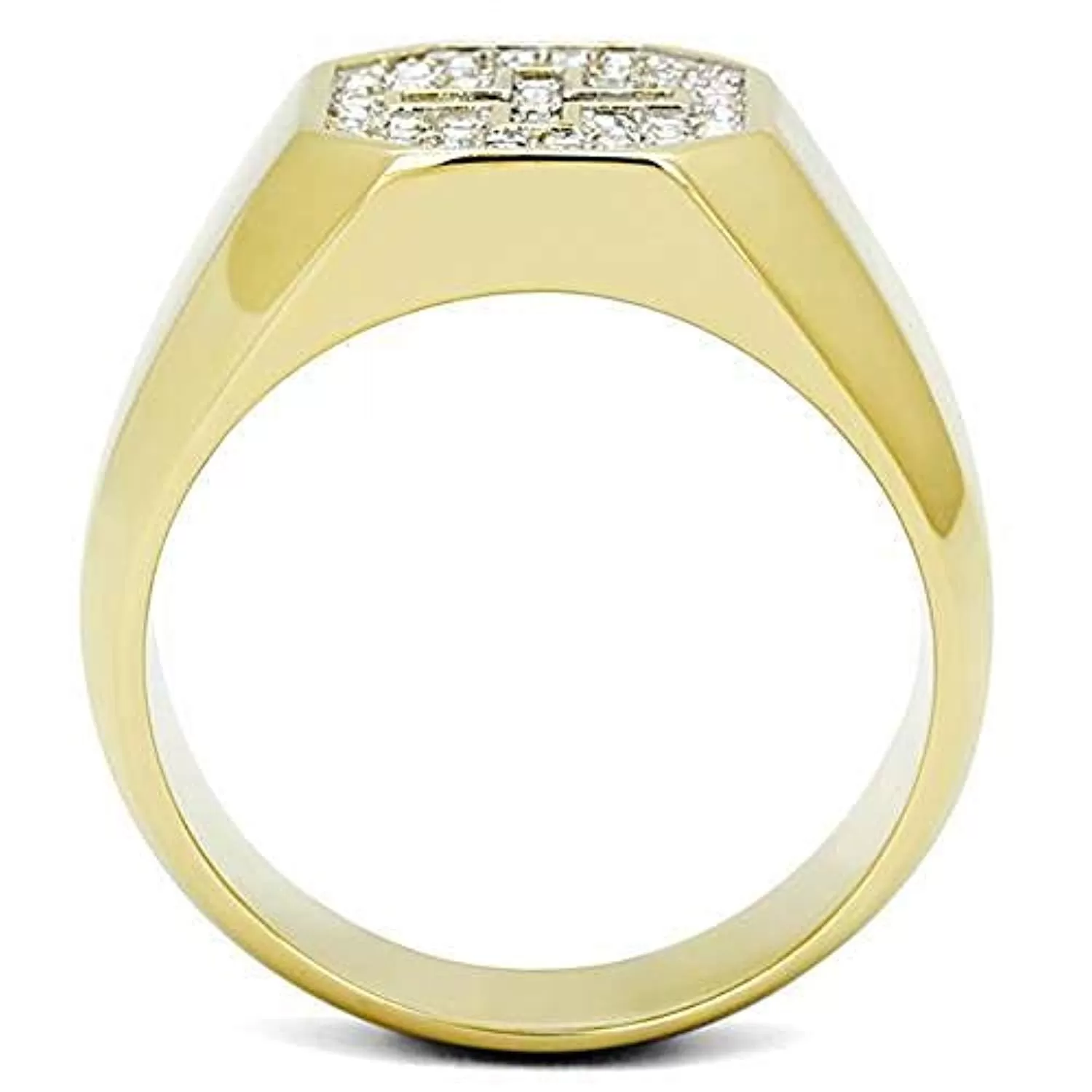 WildKlass Stainless Steel Ring Two-Tone IP Gold Men Top Grade Crystal Clear