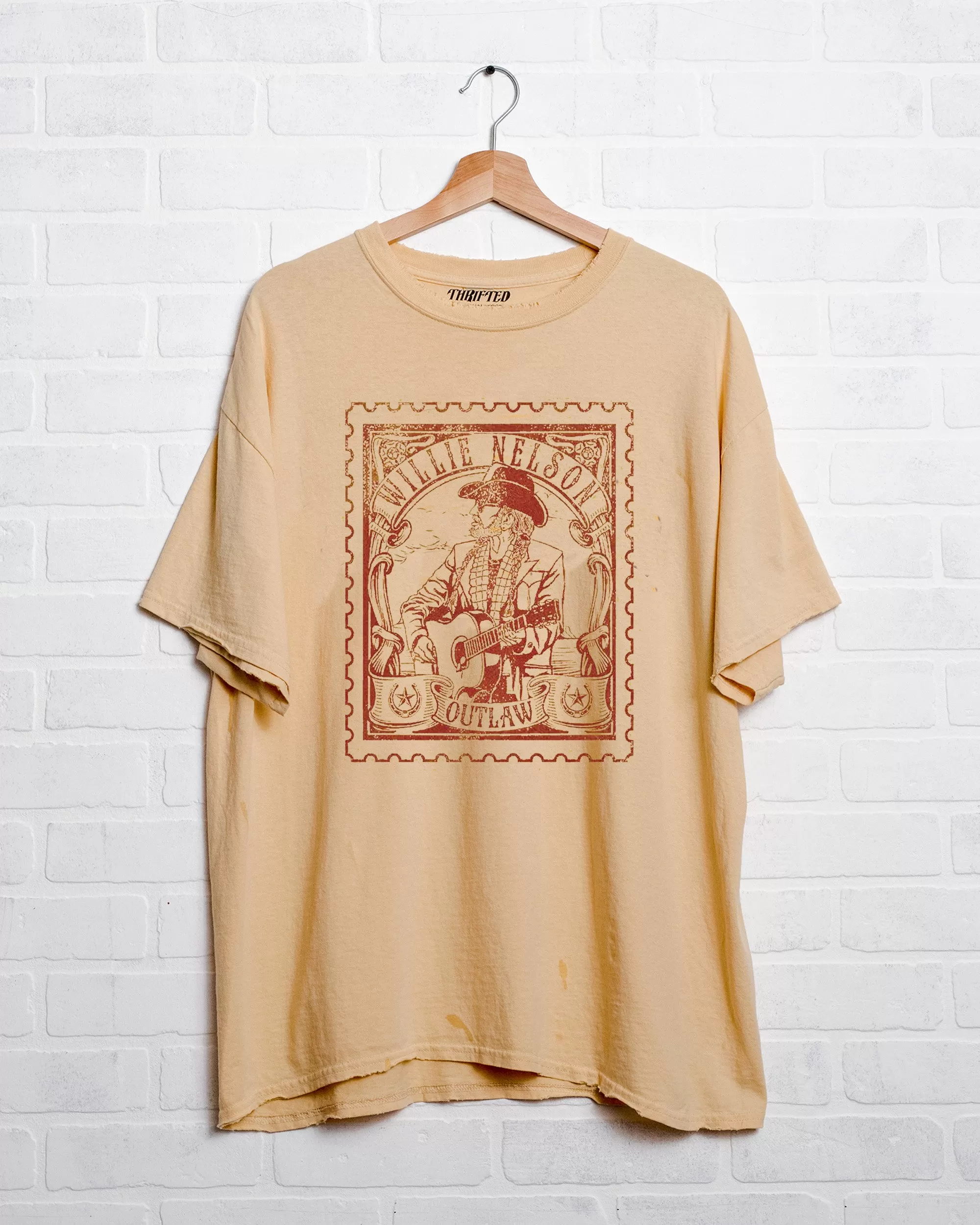 Willie Nelson Stamp Gold Thrifted Tee