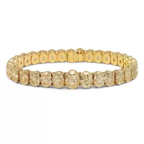 WIMBLEDON 42 Carat Fancy Yellow Oval Cut Inline Diamond Tennis Bracelet in 18K Yellow Gold By Mike Nekta NYC